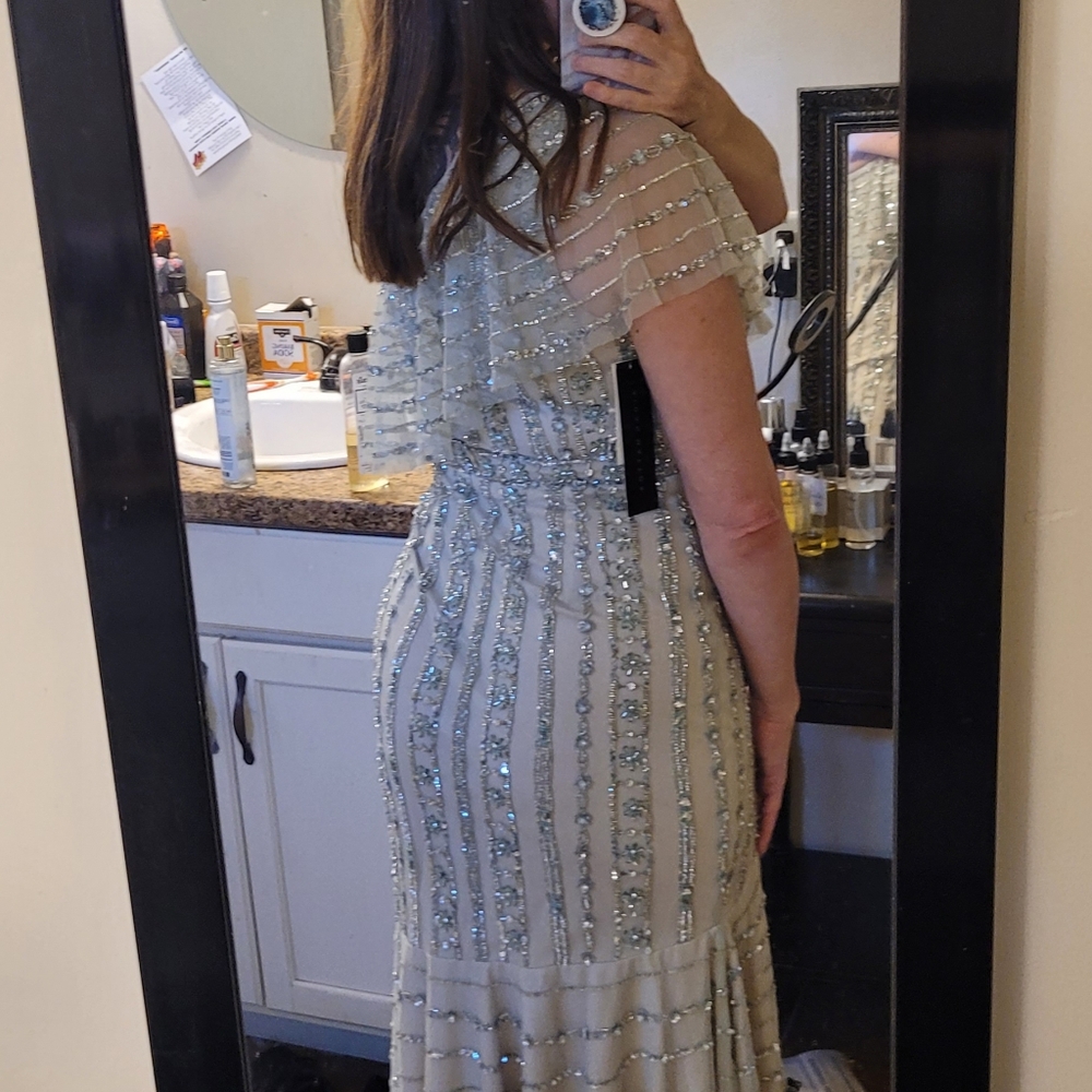 Aiden Mattox Size 4 sage green Beaded Midi Dress